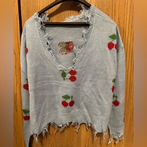 ❌SOLD❌Women's Ripped Shrug Sweater Long Sleeve Knitted V-Neck Pullover Crop Top